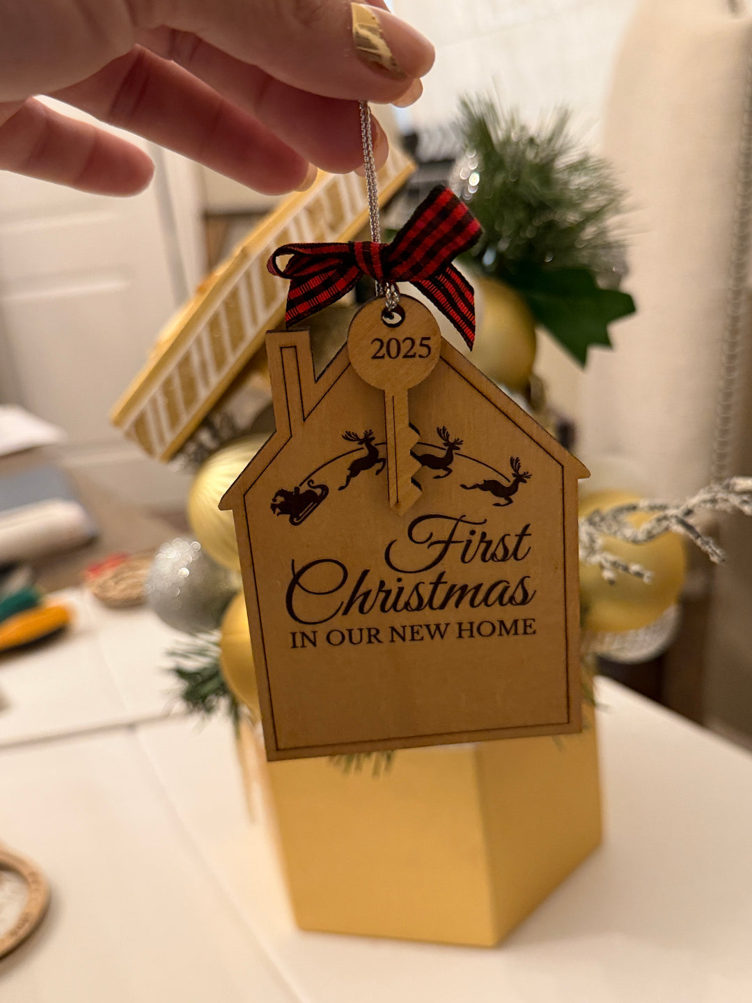 First Christmas in Our New Home Ornament – Personalized 2025 House Key Design