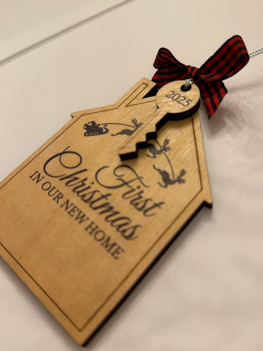 First Christmas in Our New Home Ornament – Personalized 2025 House Key Design