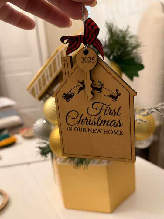 First Christmas in Our New Home Ornament – Personalized 2025 House Key Design