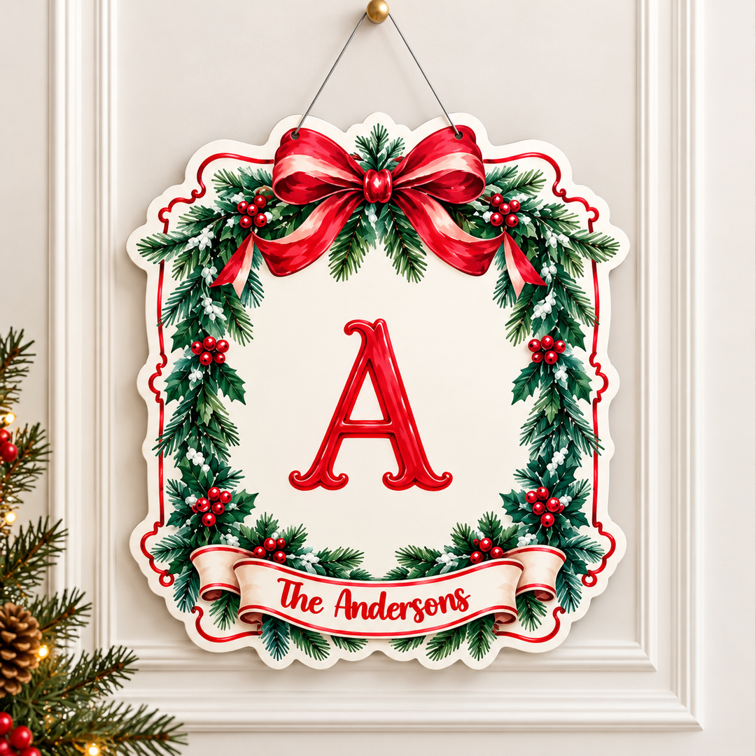 christmas initial door hanger