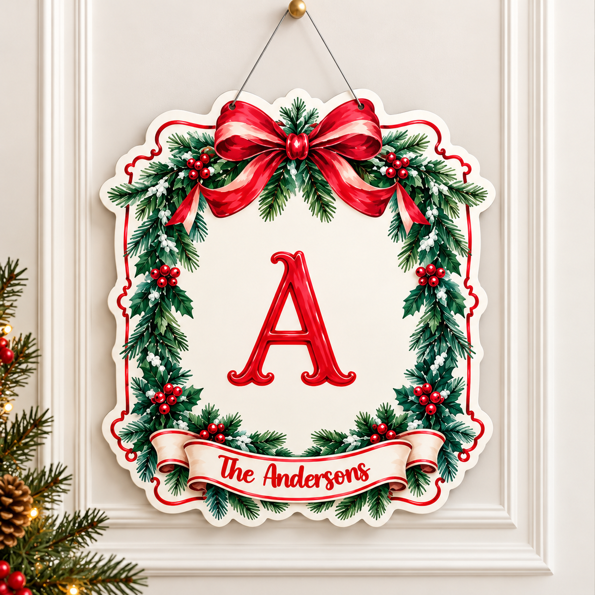 christmas initial door hanger