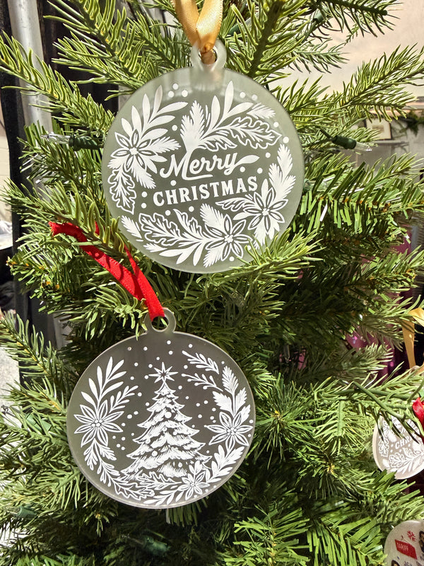 Frosted Acrylic Christmas Ornament Duo