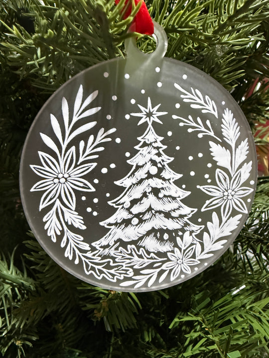 Frosted Acrylic Christmas Ornament Duo