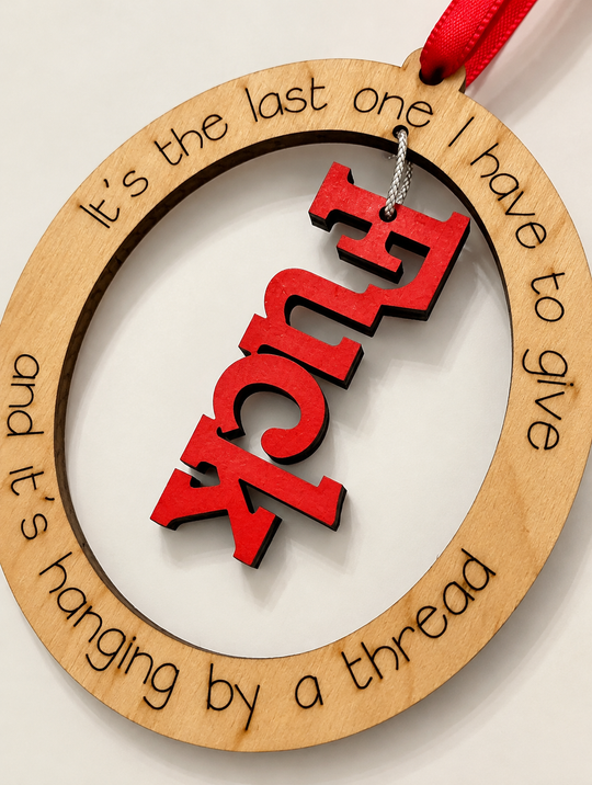 wooden engraved christmas ornament