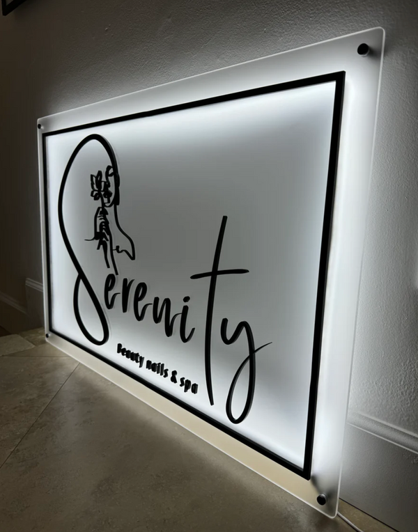 3D Rectangle Custom Logo Sign – Backlit Neon Acrylic