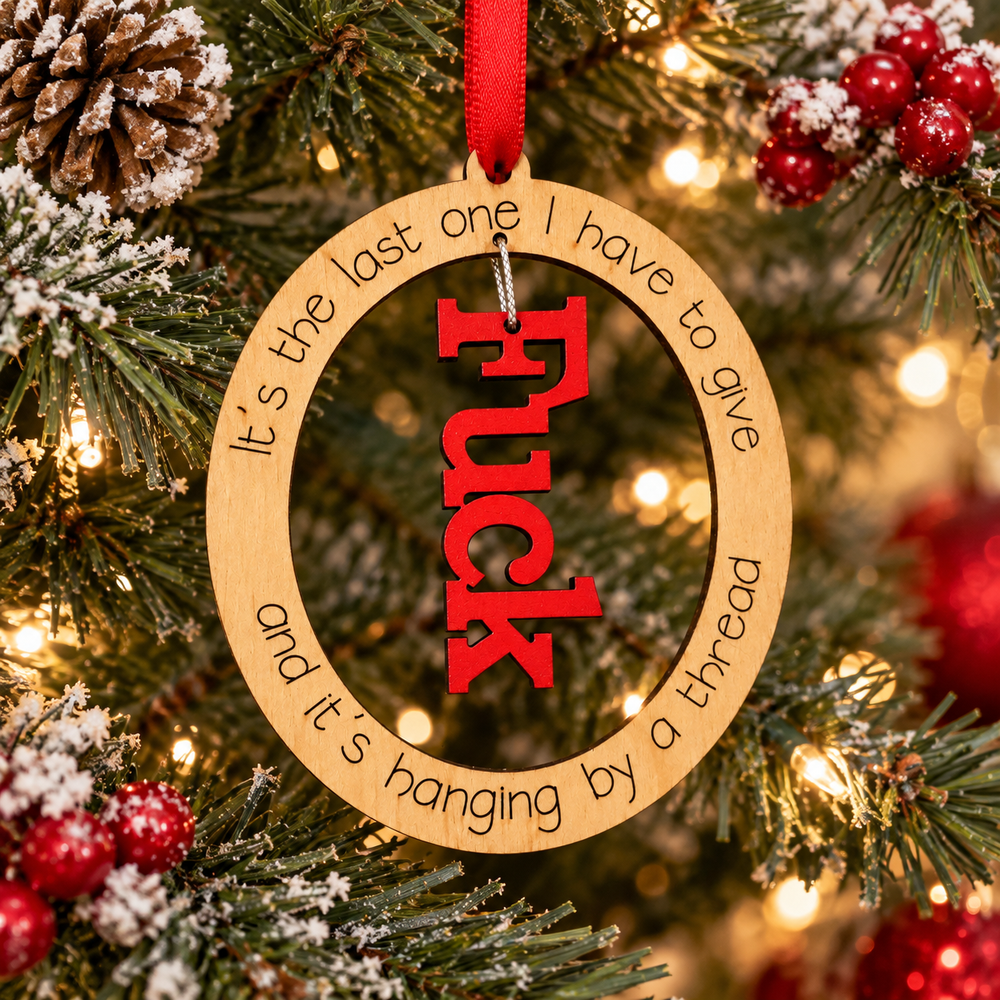 wooden engraved christmas ornament