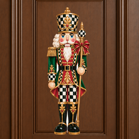 checkered red nutcracker door hanger