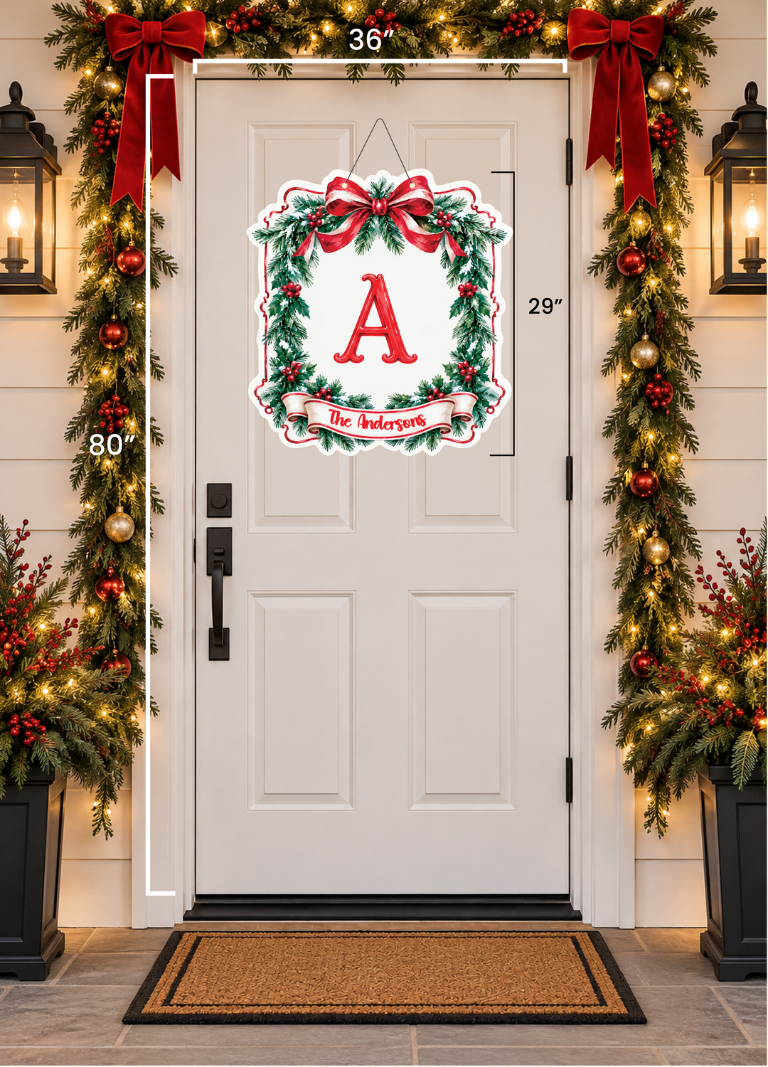 personalized initial holiday door hanger