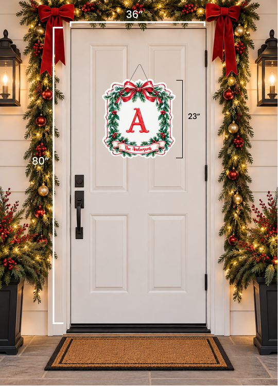 personalized initial holiday door hanger