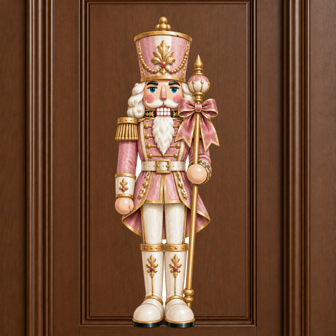 pink nutcracker door hanger